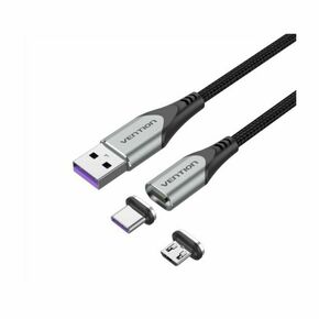 Vention USB-A / 2-in-1 Micro USB-B USB-C magnetski kabel