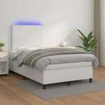 Krevet box spring s madracem LED bijeli 120x200 cm umjetna koža