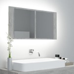 vidaXL LED kupaonski ormarić s ogledalom siva boja betona 90x12x45 cm