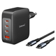 Intenso W140A3C + C520C black USB punjač unutrašnje područje USB-C®, USB-A Broj izlaza: 4 x GaN, USB power delivery (USB-PD)