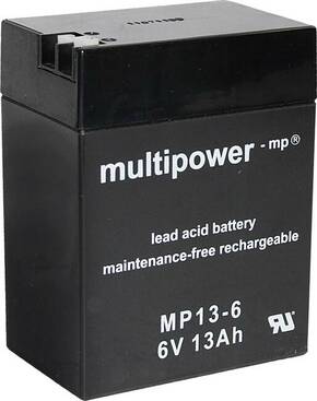 Olovni akumulator 6 V 13 Ah multipower MP13-6 A96801 olovo (AGM) (Š x V x DB) 108 x 140 x 70 mm plosnati utikač 4.8 mm