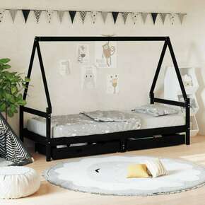 Okvir dječjeg kreveta s ladicama crni 80 x 200 cm od borovine