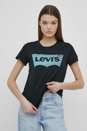 Pamučna majica Levi's boja: crna - crna. Majica kratkih rukava iz kolekcije Levi's. Model izrađen od lagano elastične pletenine.