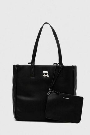 Dvostrana torba Karl Lagerfeld boja: crna - crna. Velika shopper torba iz kolekcije Karl Lagerfeld. Model bez kopčanja
