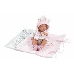 Llorens: Novorođena lutka djevojčica Nica 40 cm s ružičastom pelenom, dudom i 4 različite odjeće