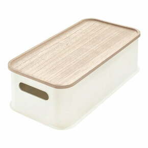 Bijela kutija za pohranu s poklopcem od drveta paulovnije iDesign Eco Handled