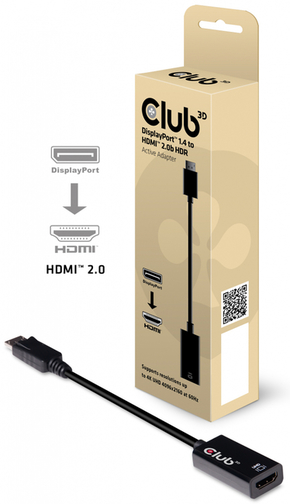 CLUB3D DisplayPort 1.4 HDMI 2.0 transformator Crno 20cm CAC-1080