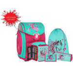 Spirit: Konj pink-plava školska torba sa LED svijetlom i dodacima 5kom