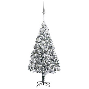 Umjetno božićno drvce LED s kuglicama i snijegom zeleno 400 cm