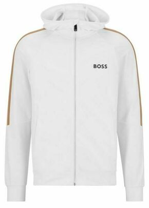 Muška sportski pulover BOSS x Matteo Berrettini Zip-Up Hoodie In Active-Stretch Jersey With Logo - white