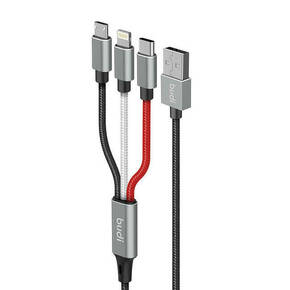 3-in-1 USB to Lightning / USB-C / Micro USB cable Budi 2.4A