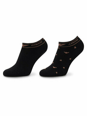 Set od 2 para niskih ženskih čarapa Emporio Armani 292307 2F225 00020 Nero