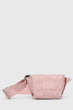 Torba Tommy Jeans boja: ružičasta - roza. Mala torba iz kolekcije Tommy Jeans. na kopčanje model izrađen od tekstilnog materijala.