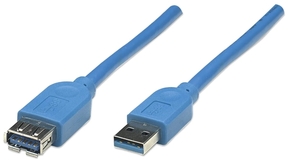 Kabel USB tip A-M&lt;=&gt;USB tip A-Ž 2.0m USB3.2 produžni MANHATTAN plavi