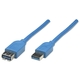 Kabel USB tip A-M&lt;=&gt;USB tip A-Ž 2.0m USB3.2 produžni MANHATTAN plavi
