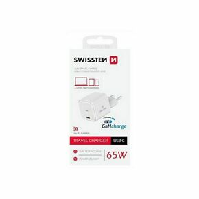 SWISSTEN punjač GaN 1x USB-C 65W POWER DELIVERY