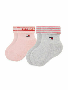 Set od 2 para dječjih visokih čarapa Tommy Hilfiger 701220274 Pink Combo 002