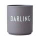 Siva porculanska šalica Design Letters Darling, 300 ml