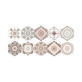 Set od 10 podnih samoljepljivih naljepnica Ambiance Floor Stickers Hexagons Cornalina