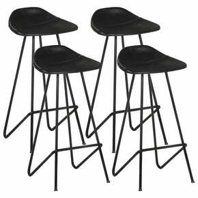 Barski stolci od prave kože 4 kom crni