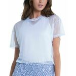 Ženska majica Lucky in Love All About Ikat Pearlized Mesh Short Sleeve Top - metallic silver