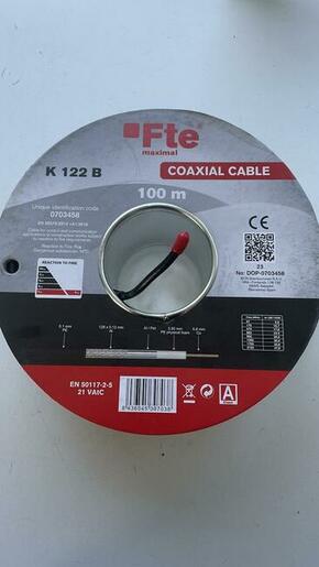 COAX kabel 5 mm 75 ohm Fte K122B CRNI - BAKAR - UV RESISTANT / 100 metara