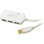 LogiLink USB kabel USB 2.0 USB-A utikač, USB-A utičnica 12.00 m bijela pozlaćeni kontakti, ul certificiran