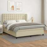 Krevet s oprugama i madracem krem 160x200 cm od umjetne kože