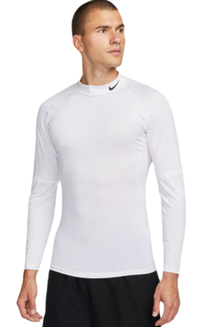 Muška kompresijska odjeća Nike Pro Dri-FIT Fitness Mock-Neck Long-Sleeve - white/black