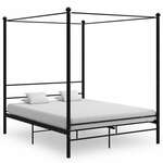 Okvir za krevet s nadstrešnicom crni metalni 160 x 200 cm