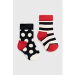 Dječje čarapice Happy Socks Stripe (2-pack) boja: tamno plava - mornarsko plava. čarape iz kolekcije Happy Socks. Model izrađen od elastičnog, s uzorkom materijala. U setu dva para.
