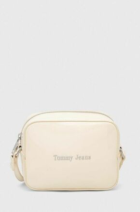 Torba Tommy Jeans boja: bež - bež. Mala torba iz kolekcije Tommy Jeans. na kopčanje model izrađen od imitacije lakirane kože.