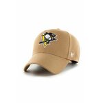 Kapa sa šiltom s dodatkom vune 47brand NHL Pittsburgh Penguins boja: bež, s aplikacijom - bež. Kapa sa šiltom u stilu baseball iz kolekcije 47brand. Model izrađen od tkanine s aplikacijom.