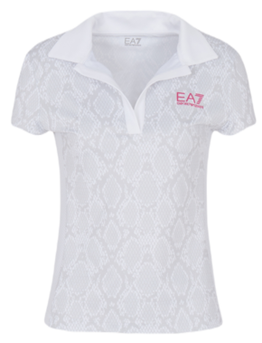 Ženski teniski polo majica EA7 Woman Jersey Polo Shirt - white python