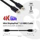 club3D Mini-DisplayPort priključni kabel Mini DisplayPort utikač, Mini DisplayPort utikač 2.00 m crna CAC-2161 vatrostalan DisplayPort kabel