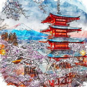Slika 30x30 cm Chureito Pagoda – Fedkolor