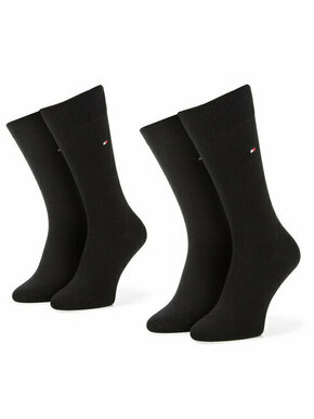 Set od 2 para muških visokih čarapa Tommy Hilfiger 371111 Black 200
