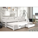 Drveni dječji krevet Senso s dodatnim krevetom i ladicom 190x90 cm, bijeli