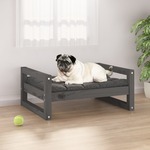 Krevet za pse sivi 65,5x50,5x28 cm od masivne borovine