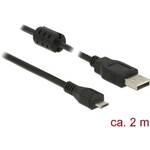 Delock USB kabel USB 2.0 USB-A utikač, USB-Micro-B utikač 2.00 m crna s feritnom jezgrom 84903