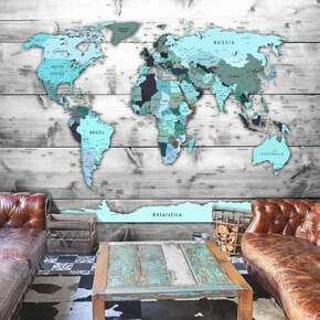 Samoljepljiva foto tapeta - World Map: Blue Continents 343x245
