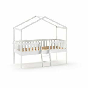 Bijeli dječji krevet od masivnog bora u obliku kućice/podignuti 90x200 cm DALLAS – Vipack