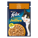 FELIX Sensations Jellies, potpuna hrana za kućne ljubimce, za odrasle mačke, mokra hrana s piletinom u želeu s mrkvom, 85g