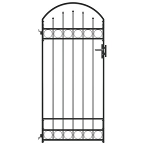 VidaXL Vrata za ogradu s lučnim vrhom čelična 100 x 200 cm crna