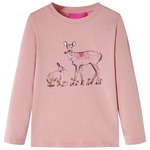 vidaXL Dječja majica dugih rukava s uzorkom jelena i zeca ružičasta 92