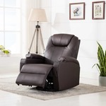 vidaXL Električna podesiva fotelja za masažu od umjetne kože smeđa