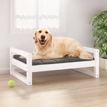 Krevet za pse bijeli 75,5x55,5x28 cm od masivne borovine