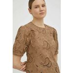 Pamučna majica Birgitte Herskind za žene, boja: smeđa, glatka - smeđa. Majica iz kolekcije Birgitte Herskind. Model izrađen od tkanine. Ima okrugli izrez.