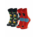 Set od 2 para dječjih visokih čarapa Happy Socks KLAI02-6500 Crvena
