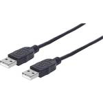 Manhattan USB kabel USB 2.0 USB-A utikač, USB-A utikač 1.00 m crna zaštićen s folijom, ul certificiran, pozlaćeni kontakti